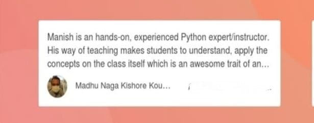 Student feedback screenshot