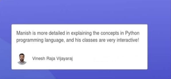 Student feedback screenshot