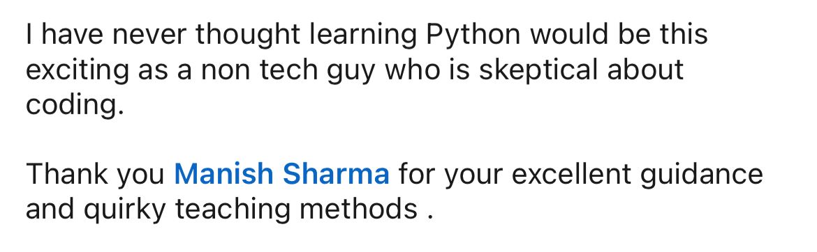 Student feedback screenshot